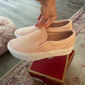Vans Stackform slip-on sneakers, size women’s 11, blush suede